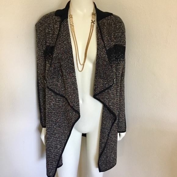 Ming Wang Sweaters - Ming Wang Pastel Dots Black Drape Cardigan S 2 4 6